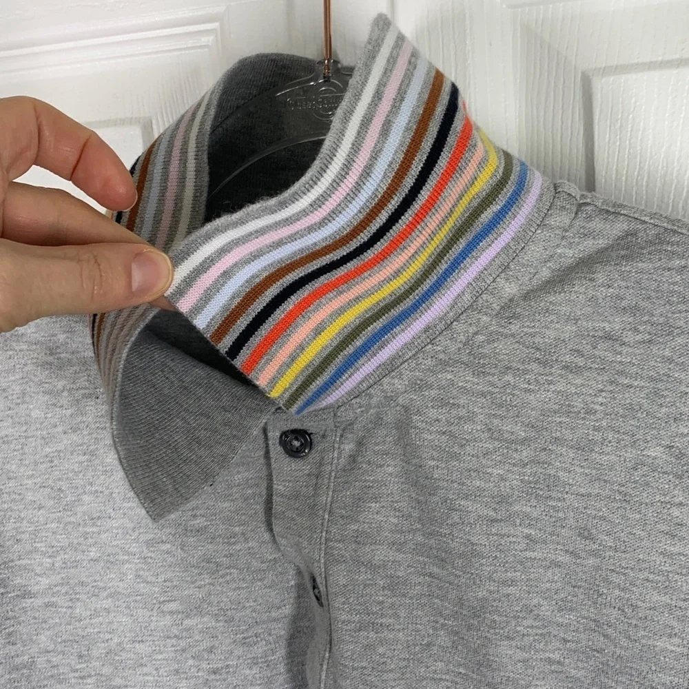 Banana Republic gray polo with pride rainbow under collar size large